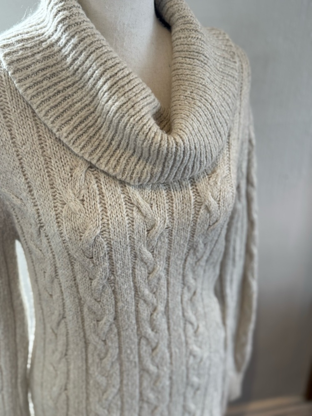 Cozy Cable Knit Cowl Neck Sweater Dress - Picture 3 of 4